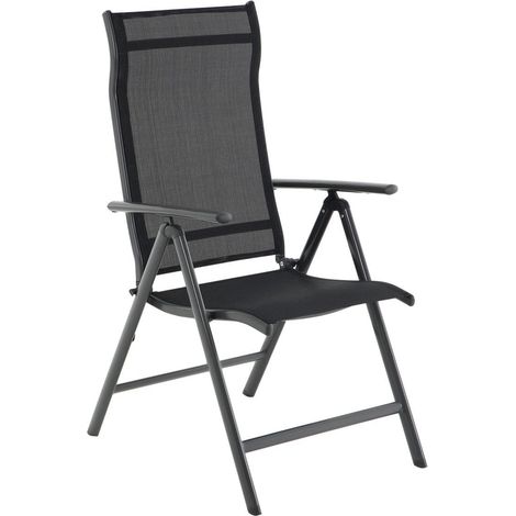 Set 4 sedie da giardino pieghevoli sedute da esterno robusto telaio in alluminio schienale regolabile in 8 posizioni portata 150 kg nero 120001667