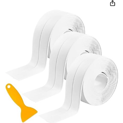 Bande d'étanchéité pour salle de bain, ruban adhésif d'étanchéité pour douche, cuisine, toilettes, angles de murs, décoration de salle de bain avec outil de pose (1/5)