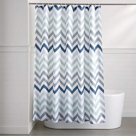 Rideau de douche bleu ondulé, 180180CM, lavable en machine, épais, imperméable, convient aux baignoires de salle de bain. (1/5)