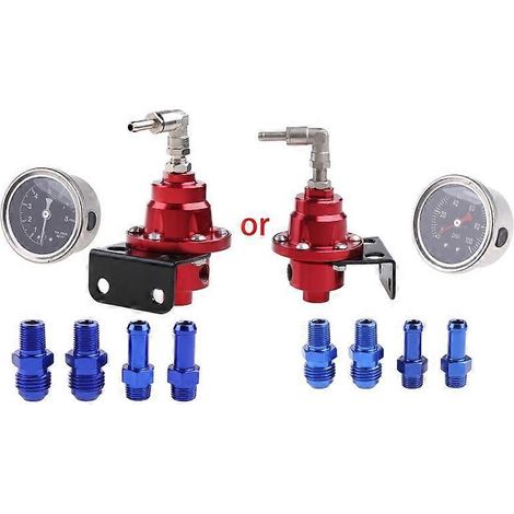 Régulateur de pression de carburant universel réglable en aluminium avec kit de manomètre, or argent rouge bleu violet noir pour Titanium Dur (1/5)