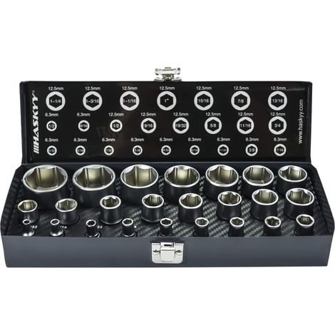 1 - Jeu de douilles - Clé à douille - Acier chrome-vanadium - Entraînement 1/4 et 1/2 pouces - Pour mécanique automobile et bricolage - Argent - 24 pièces (1/5)