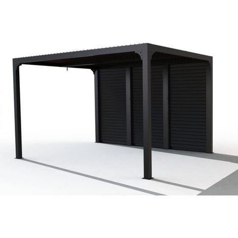 Pergola Bioclimatica 360x300 in Alluminio con Lamelle Effetto Legno (1/4)