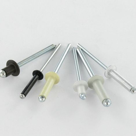 Rivet aveugle Aluminium Tige acier 4.8X25 Tête Ronde Standard RAL7035 gris clair - 1 pièce (1/5)