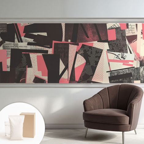 Papier peint intissé mural avec imprimé motifs uniques apparence moderne - Colle incluse gratuite Collage géométrique 250x104 cm (1/5)