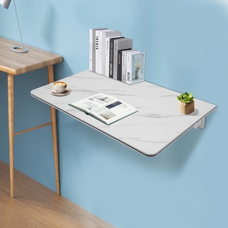 Tablero de escritorio plegable de pared de 80x50 cm en color blanco, mesa de comedor plegable, mesa de cocina para montaje en pared