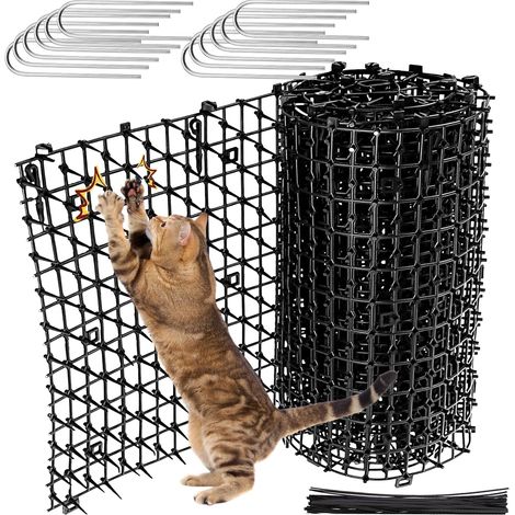 Tapis Anti Chat Piques 30 400 cm Répulsif Chat 12 Piquets Fixation 15 Attaches Grille Dissuasive Jardin Balcon Plantes Canapé (1/5)