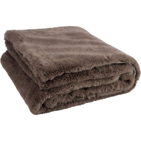 Plaid Imitation Fourrure "Cutie" 130x180cm Taupe (1/4)