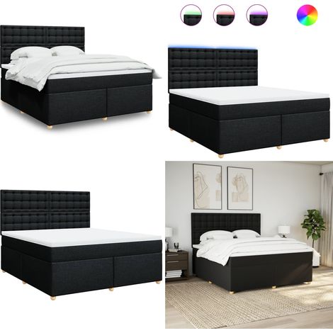 vidaXL Sommier à lattes de lit avec matelas Noir 180x200 cm Tissu (1/5)