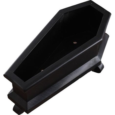Pot de Fleur de Cercueil, Support de Décoration de Plante Succulente, Ornements de Pot de Fleur Décoratif de Bureau Noir (1/4)