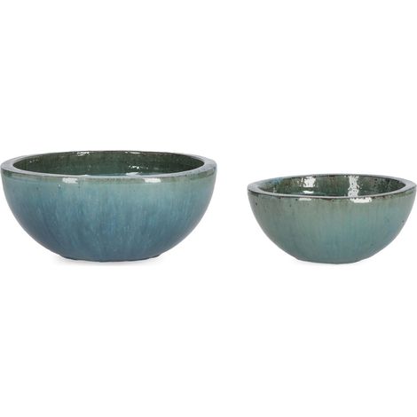 Vasi "Quang" struttura tonda in terracotta smaltata per esterno set da 2 (1/3)