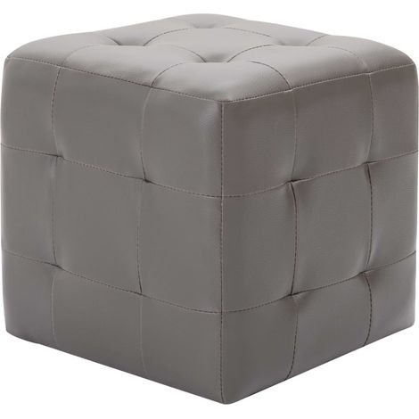 vidaXL 2er Set Poufs Grau 30 x 30 x 30 cm aus Kunstleder