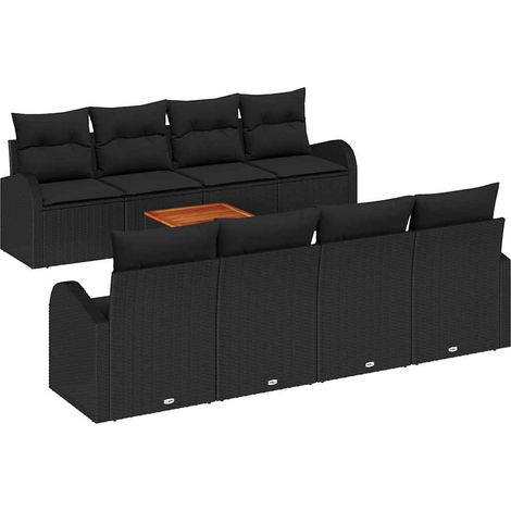 Maison Exclusive - Gartensofa-set mit Kissen 9 pcs Schwarz Poly-R