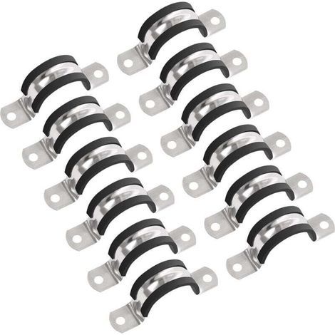 Abrazaderas de sujeción, 20 mm de diámetro, brida de tubo de acero inoxidable 304, abrazadera para tubo, manguera o cable metálico (12 piezas) (1/4)