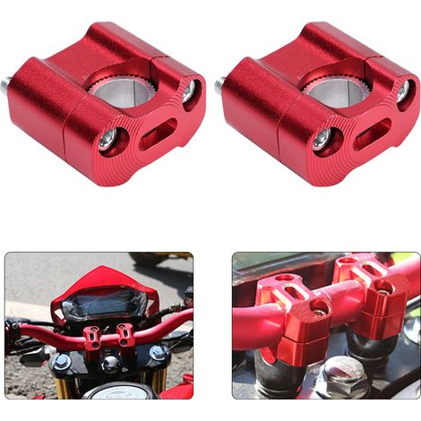 Support de guidon moto 22mm 28mm, rehausseurs de cintre en aluminium rouge, paire de colliers de fixation pour customisation accessoire (1/5)