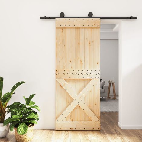 Puerta corredera con herrajes madera maciza de pino 85x210 cm vidaXL (1/5)