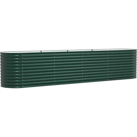Jardinière surélevée verte, 400 x 80 x 81 cm, acier (1/5)