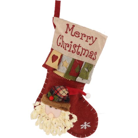 Chaussette de Noël en non-tissé à suspendre avec un anneau solide pour décorer les fêtes de fin d'année en famille (1/5)