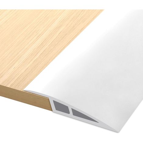 1M5CM Barre de Seuil Adhesive, Seuil de Porte Adhesif PVC, Barre de Seuil Rattrapage de Niveau pour Hauteur du Seuil 5mm 10mm, Rampe de Seuil Bandes de Transition Sol (Blanc) (1/5)