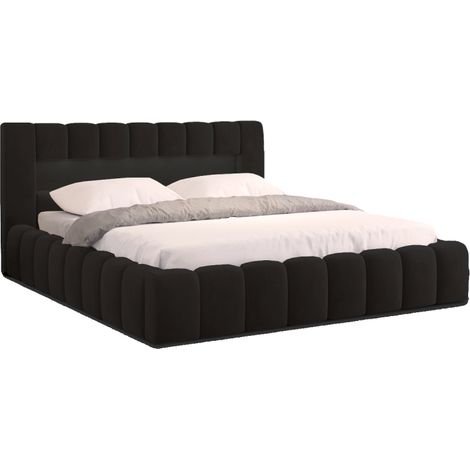 MEUBLER DESIGN Lit Coffre Avec Led En Velours Lamica - Velours Noir - 160x200, Style , x x cm (1/5)