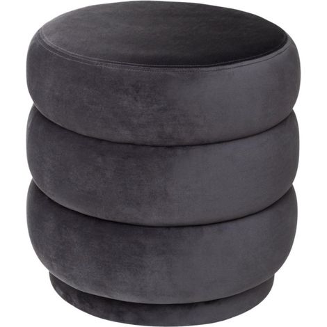 Pouf Velours Design "Sinan" 40cm Gris (1/2)