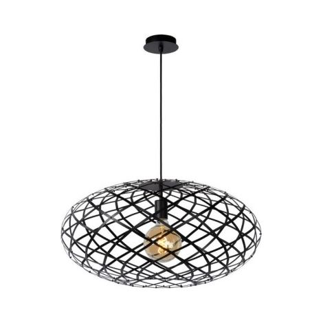 Lampada a sospensione Lucide Wolfram nera metallo Ø65 E27
