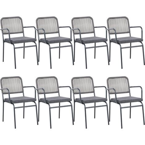 Set mit 8 Stühlen und Sitzkissen TACENO Metall Grau (1/5)