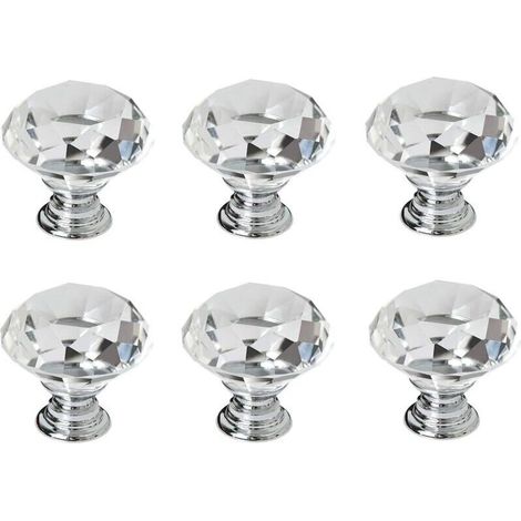 Kristallgriffe, 30 mm Diamantkristall-Schubladentürgriffe, Küchenglastürgriffe, Aufbewahrungsschränke und Schminktische für Küchen und Büros (1/3)