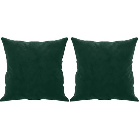 Maison Exclusive - Cojines decorativos 2 uds terciopelo verde osc (1/5)