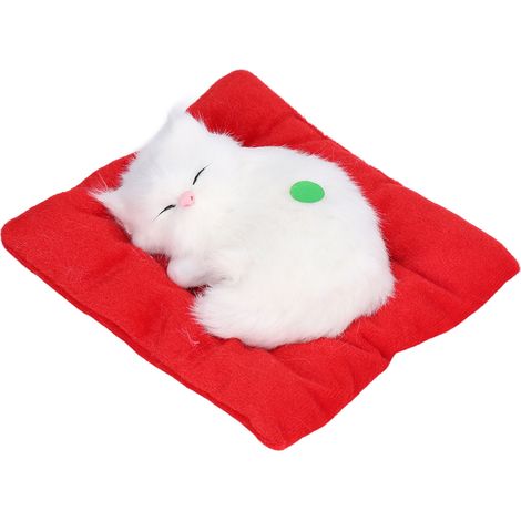 Poupée Chat Blanc Simulé en Sommeil avec Coussin et Son - Jouet Interactif pour Animaux en Charbon Actif (1/5)