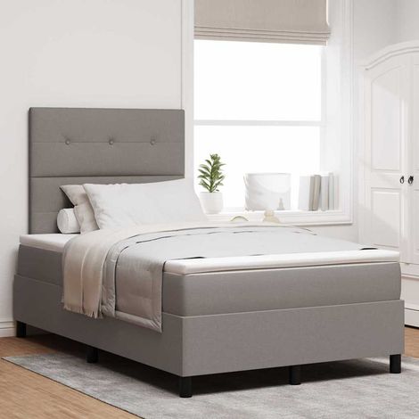 Cama tipo Box Spring con cojín Taupé 120 x 190 cm tela (1/5)