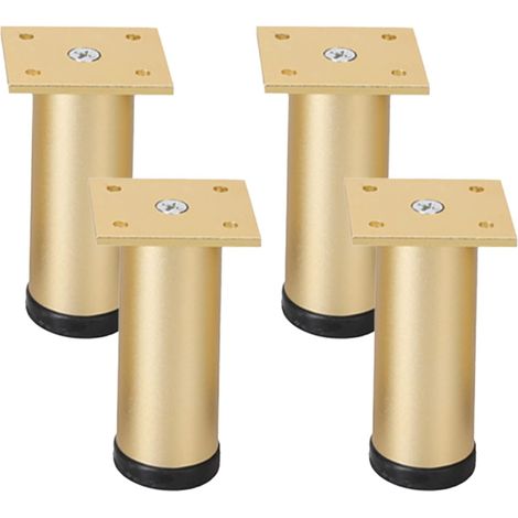 pieds de meuble reglable, Pied Doré Meuble 6-40cm Pieds Meuble Cuisine Pieds Or D'armoire Pieds de Canapé Design,Aluminium Finition en Anodisé Socles Pieds pour Meuble,Ø38mm,Lot de 4 (15 cm) (1/5)