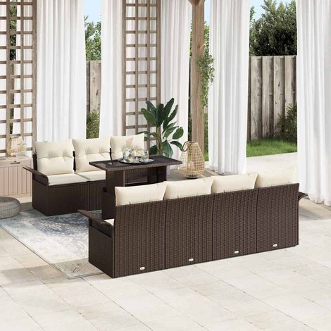 Conjunto de sofá de jardín 8 pcs Marrón ratán sintético vidaXL (1/5)