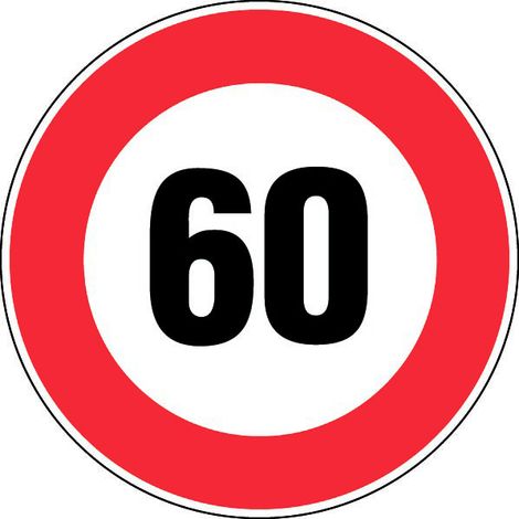 Panneau Vitesse limitée à 60 km/h - Rigide Ø300mm - 4063409