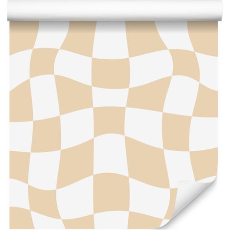 Papel pintado gratuito con diseño de tablero de ajedrez en color crema, fondo crema de 50x1000 cm. (1/5)
