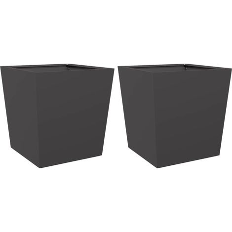 Vaso per fioriera aiuola rialzata piante fiori giardino terrazze set da 2 50 x 50 x 50 cm acciaio nero 020038990