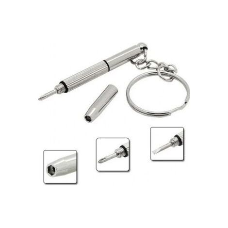 Kit de tournevis pour lunettes porte-clés Portable en acier inoxydable 3 en 1 lunettes de soleil réparation de montre utile multi-fonction écrou tournevis outils à main 1pc