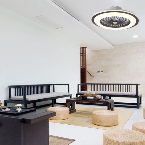 220V LED-Deckenventilator mit Fernbedienung, 3 dimmbaren Farben, ideal für Wohnzimmer, Kinderzimmer oder als Dekoration (Kaffeebraun). (1/5)