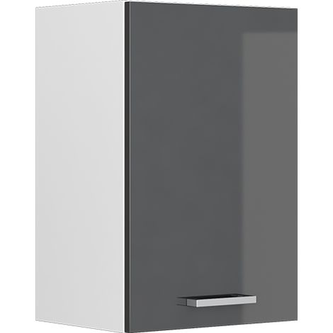 Hängeschrank R-Line, Anthrazit Hochglanz, 40 cm mit offenen Regalen, Vicco