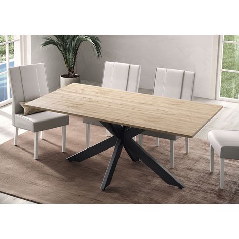 Table de salle à manger moderne chêne cadiz/noir Hyder (1/5)