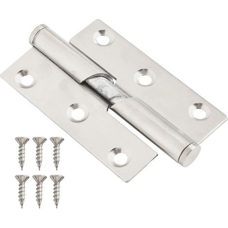 (7,6 cm à gauche) 1 jeu de charnières relevables en acier inoxydable pour porte, charnières détachables gauche et droite pour salle de bain, toilettes et quincaillerie pour armoires de cuisine (1/5)
