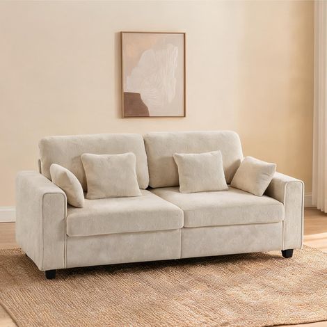 Canapé beige en polyester mousse 211,5 x 85 x 90 cm (1/5)