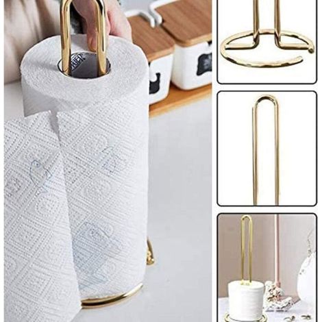 Porte-rouleau de papier - Unbrand - Acier inoxydable - Or rose - Design vertical - Hauteur 13 cm - Diamètre 13 cm (1/5)