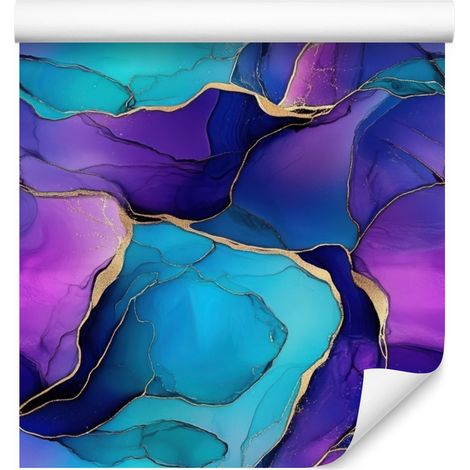 Papel pintado tinta violeta, azul y turquesa para salón y dormitorio 50x1000 cm (1/5)