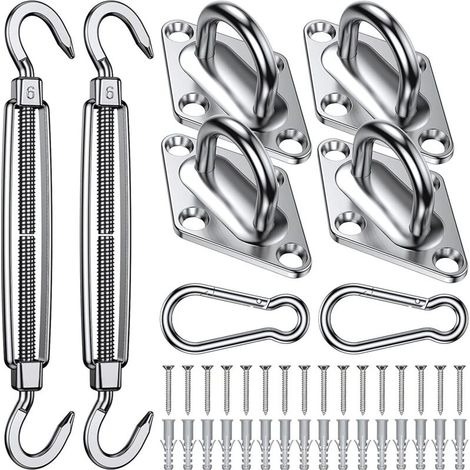 Kit de Fixation pour Voile d'Ombrage - 304 Inoxydable Voile d'Ombrage, Kit de fixation Voile d'ombrage pour Triangle, Carré & Rectangle, Heavy Duty antirouille  Voile D'ombrage Kit de Fixation