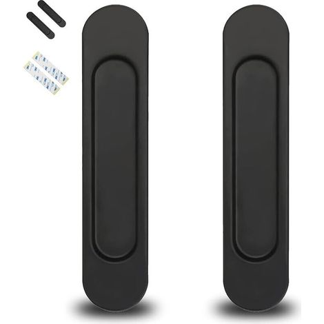 Poignée De Porte Coulissante 2pcs 14,8 CM, Poignée Poignee De Baie Vitree Coulissante Auto-Adhésive, Interieur Extérieure Noire, Convient Pour Armoires, Fenêtres,Portes Coulissantes (1/5)