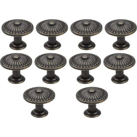 Ecleanfy-Lot de 10 poignées de porte de tiroir en bronze vintage, bouton de meuble 25 mm, boutons de tiroir ronds, boutons de porte en laiton, poignées de meubles pour armoire, cuisine, chambre d'enfa