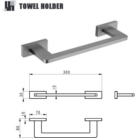 (Anneau porte-serviettes A) Porte-serviettes/porte-papier toilette/porte-brosse WC/porte-peignoir en acier inoxydable gris (1/5)