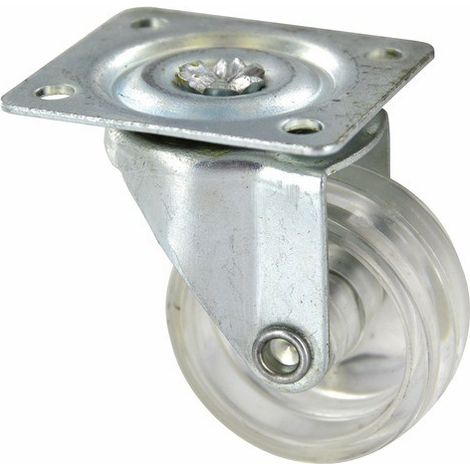 Roulette éco translucide pivotante diamètre 25 mm sur platine - GUITEL-POINT M