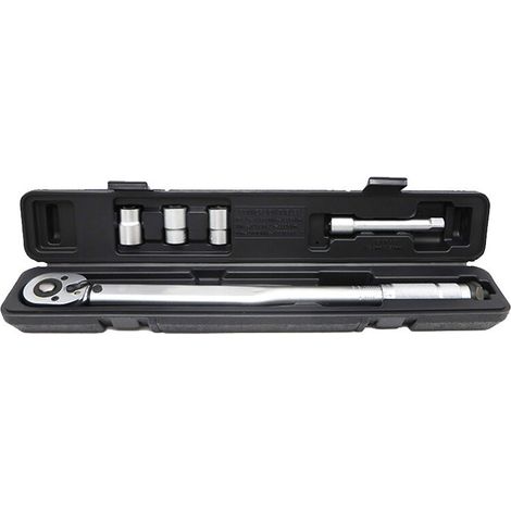 Clé Dynamométrique ½ cm (28-210 Nm) pour Autos, Vélos, Motos. Set avec 3 Douilles (17,19,21 mm) et Rallonge 12,5 cm. Coffret Professionnel (1/5)