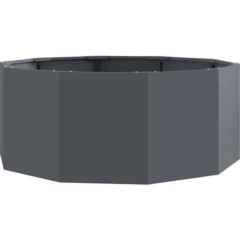 Jardinière ronde design moderne extérieur 90 x 90 x 35 cm pratique durable en acier anthracite (1/5)